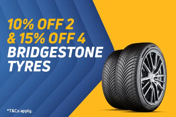 15% off 4 Bridgestone Tyres