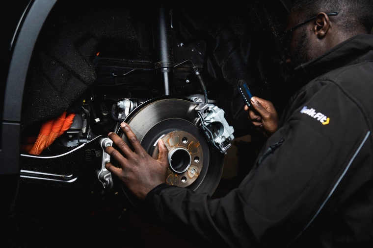 Brakes being inspected