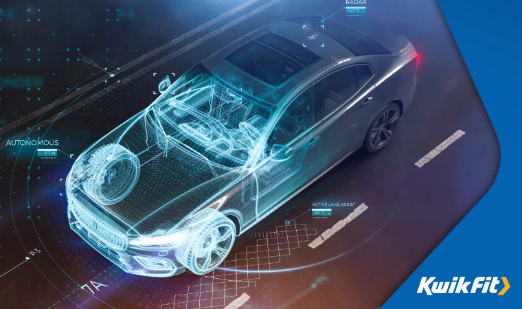 3D mockup of car showing core design features in an x-ray style.