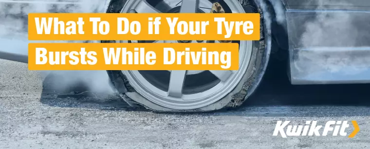 A tyre has burst while driving, exposing the steel wires of the sidewall.